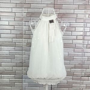 BCX dressy halter top In Off White With Bubble Hem Womens  Size L